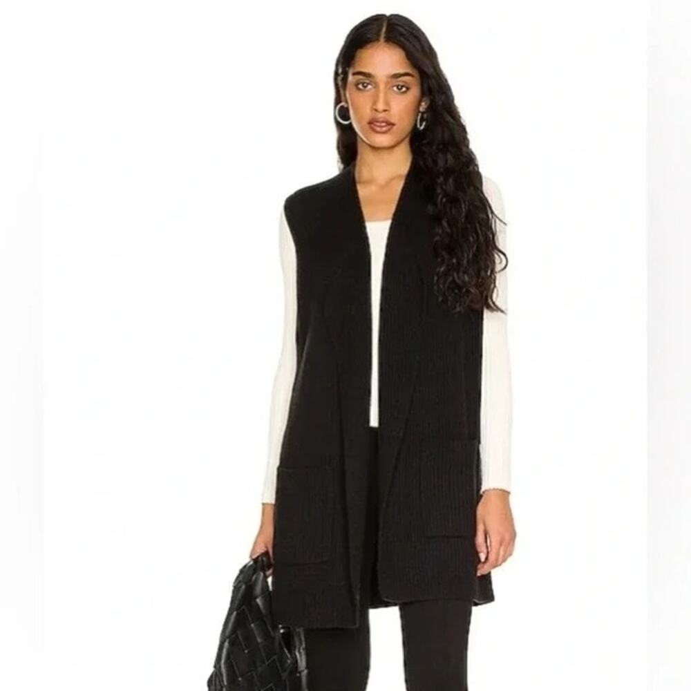 Splendid Juliet Rib Open Front Sleeveless Knit Cardigan Sweater Vest size Large